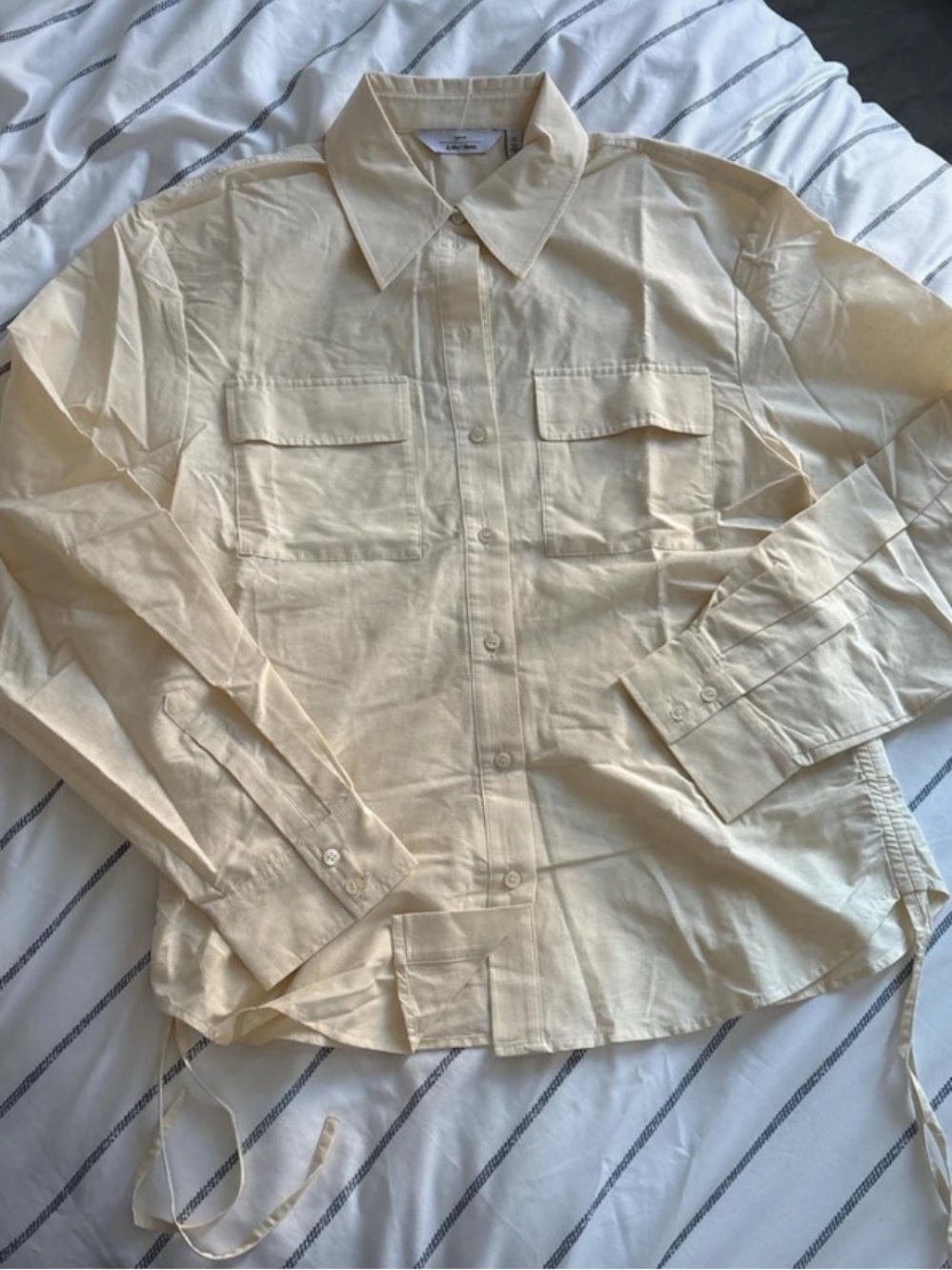 & other stories linen button up with tie waist